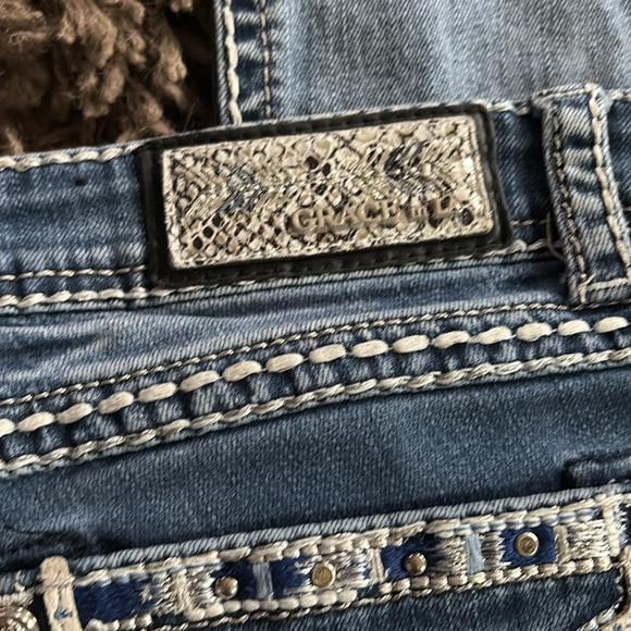 Grace in LA Light Blue Boot Cut Jeans with Embellished Pockets - Picture 2 of 7